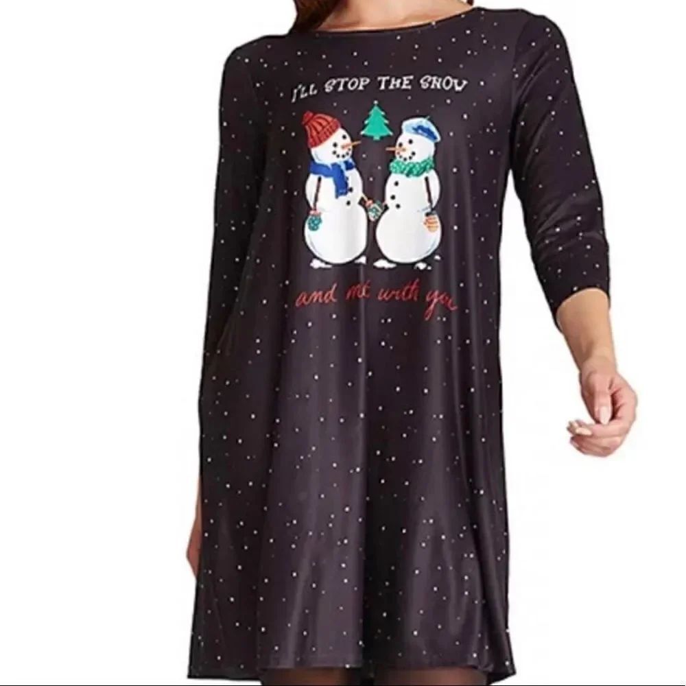 DRESS WORKS Women’s Holiday Swing Dress “I’ll Stop The Snow And Melt With You”